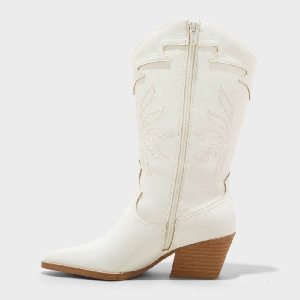 Universal Thread White Western Cowboy Boots - Picture 2 of 3